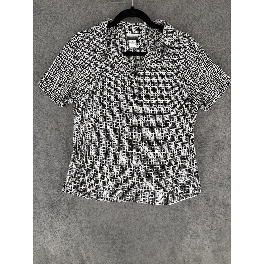 y2k Granny core KIM ROGERS Essentials Geometric Shirt Womens Black And White